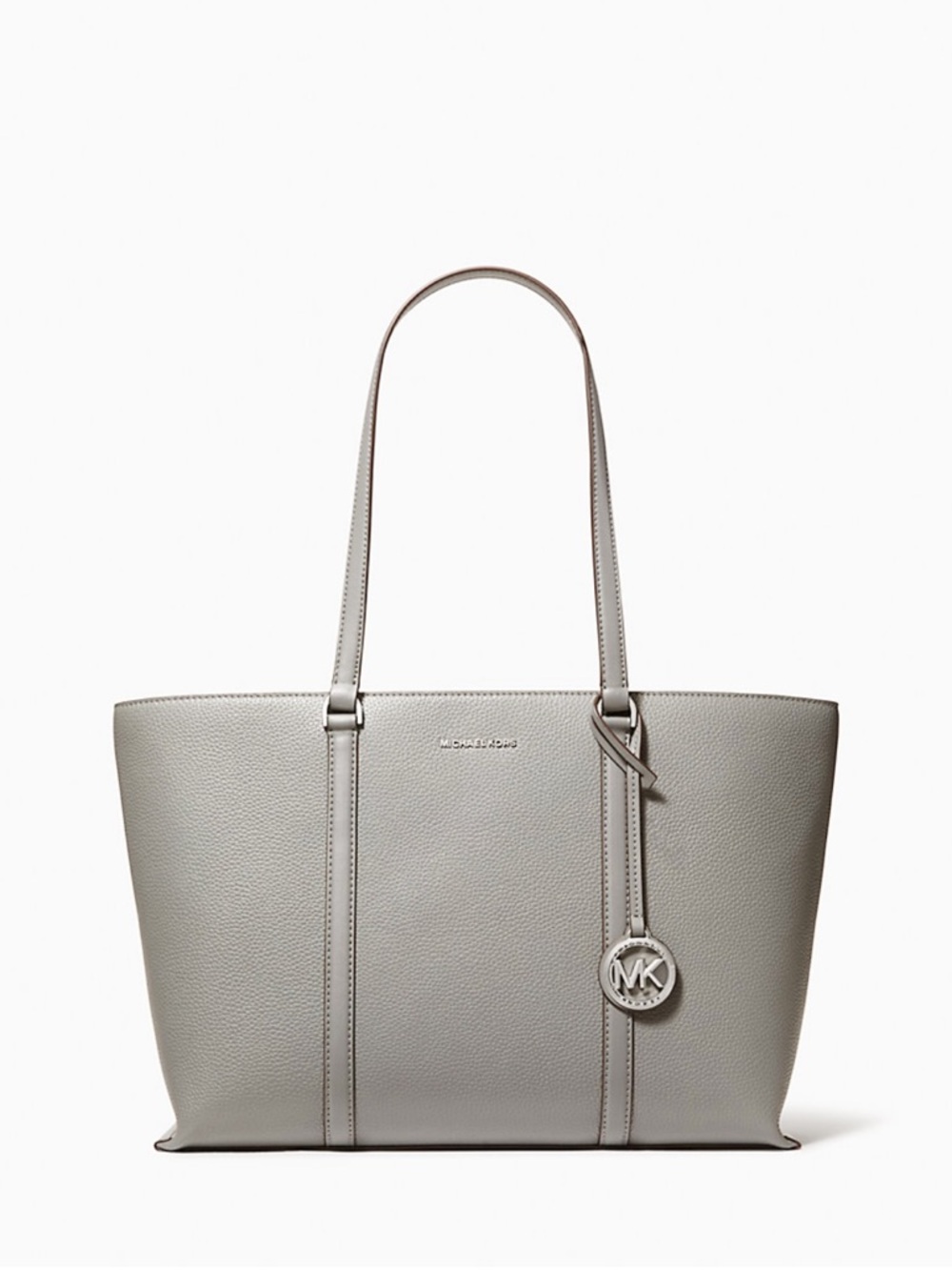 MICHAEL KORS Large Gray Tote Bag Pebbled Leather Silver Hardware